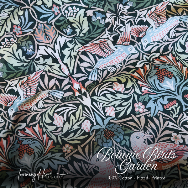 Botanic Birds Garden 100% Cotton Fitted Bed Sheets