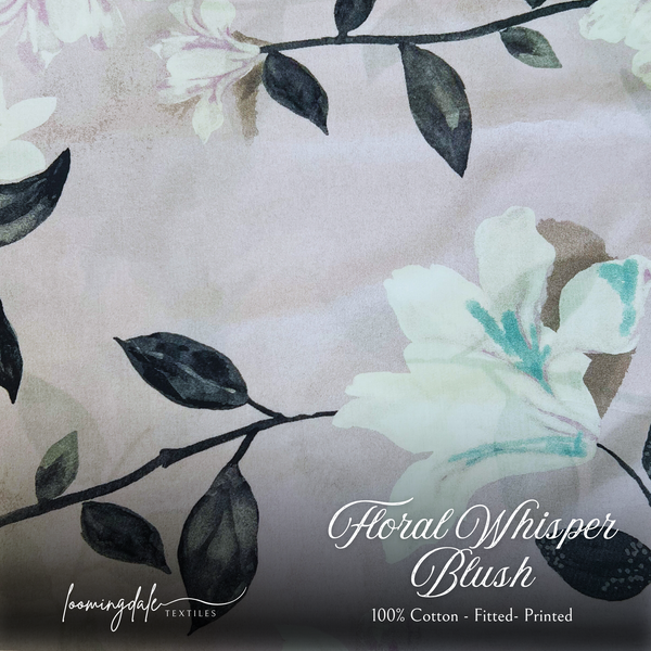Floral Whisper Blush 100% Cotton Fitted Bed Sheets