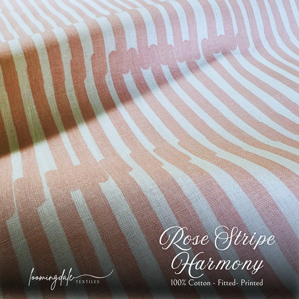 Rose Stripe Harmony 100% Cotton Fitted Bed Sheets