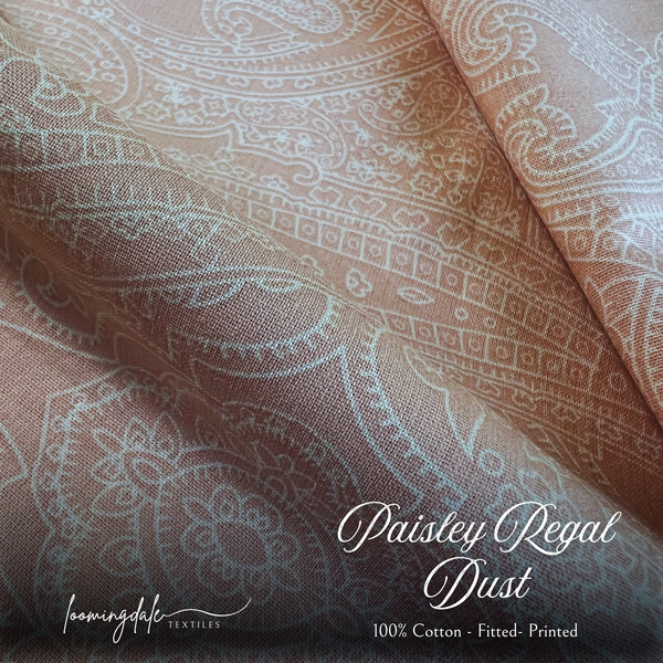 Paisley Regal Dust 100% Cotton Fitted Bed Sheets