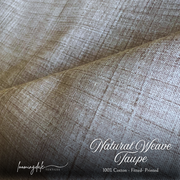 Natural Weave Taupe 100% Cotton Fitted Bed Sheets