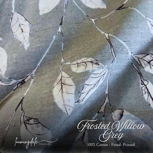 Frosted Willow Grey 100% Cotton Fitted Bed Sheets
