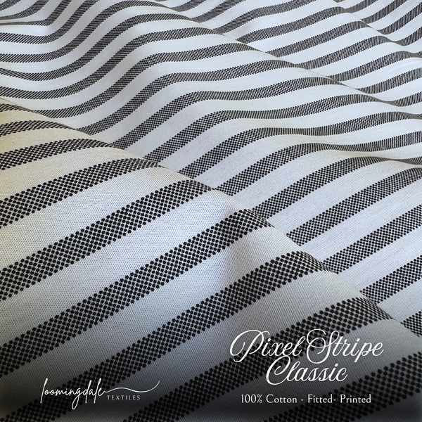 Pixel Stripe Classic 100% Cotton Fitted Bed Sheets