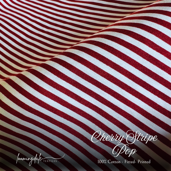 Cherry Stripe Pop 100% Cotton Fitted Bed Sheets