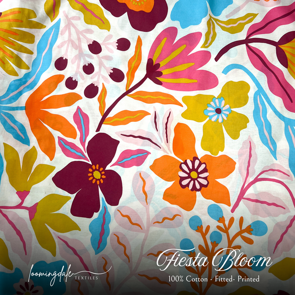 Fiesta Bloom 100% Cotton Fitted Bed Sheets