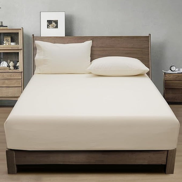 Cream 100 % Cotton Fitted Bed Sheets (Copy)