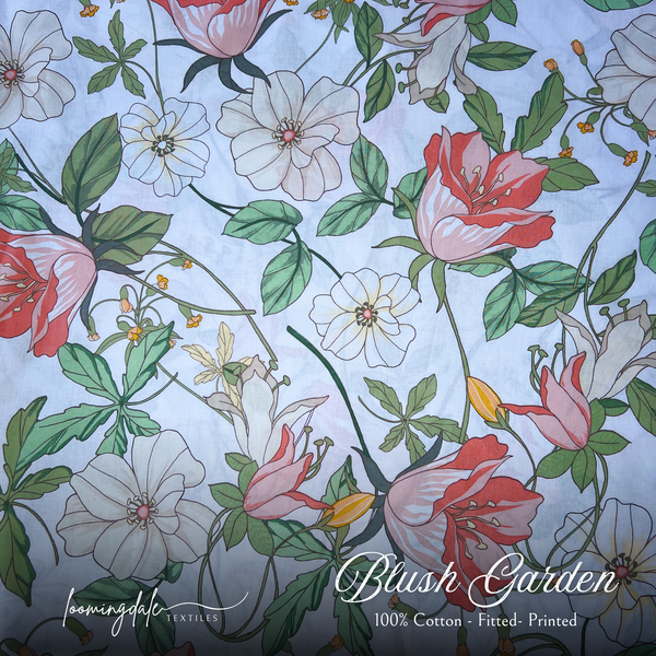 Blush Garden 100 % Cotton Fitted Bed Sheets
