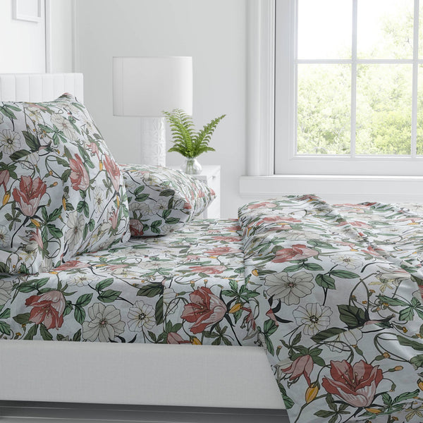 Blush Garden 100 % Cotton Fitted Bed Sheets