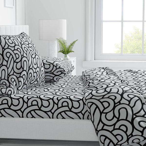 Urban Maze – Fine Loops Cotton Fitted Bedsheet