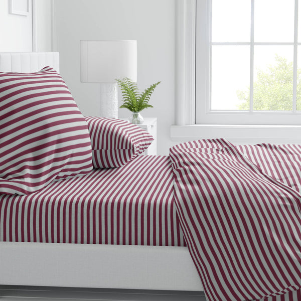 Cherry Stripe Pop 100% Cotton Fitted Bed Sheets