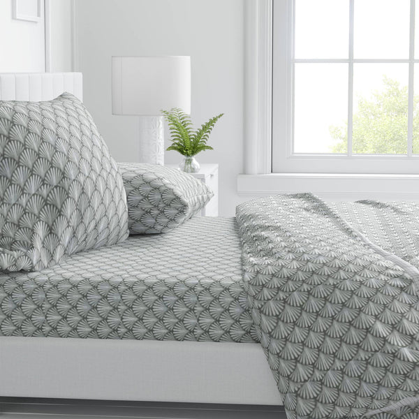 Fan Shell Olive 100% Cotton Fitted Bed Sheets