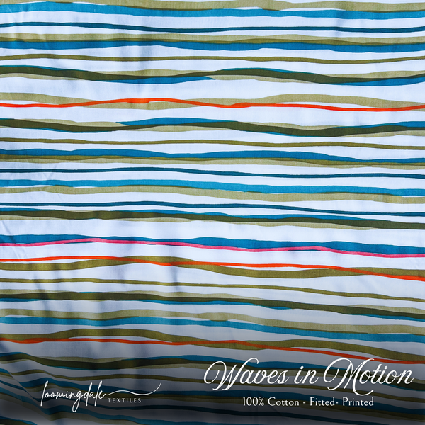 Waves in Motion 100% Cotton Fitted Bed Sheets