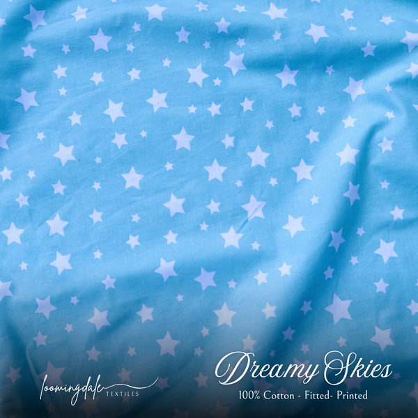 Dreamy Skies 100% Cotton Fitted Bed Sheets