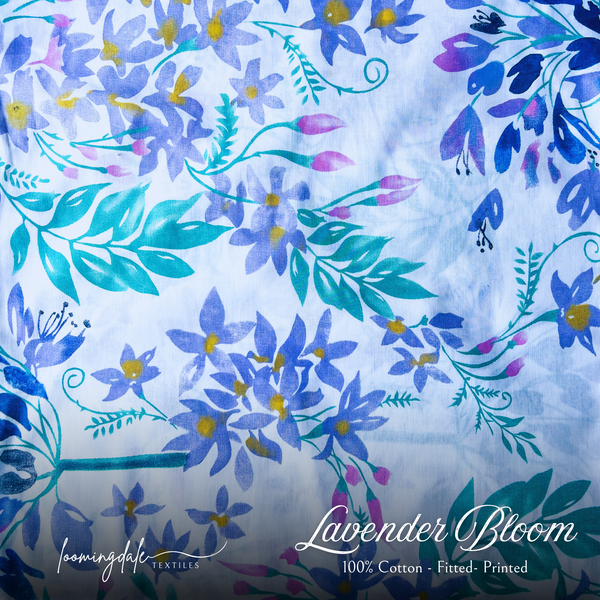 Lavender Bloom 100% Cotton Fitted Bed Sheets