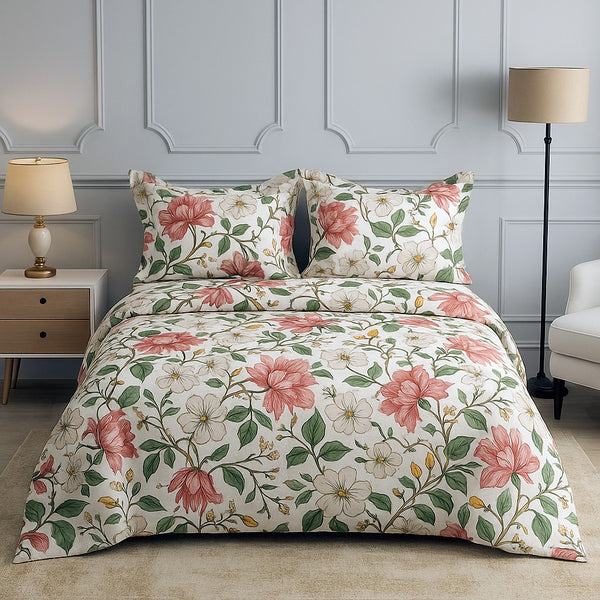 Blush Garden 100 % Cotton Fitted Bed Sheets